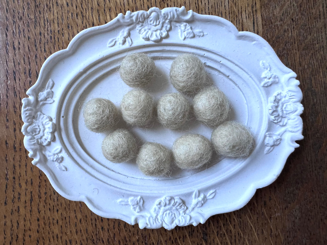 100% Wool Felt Balls 1cm 3/8” ~ Almond