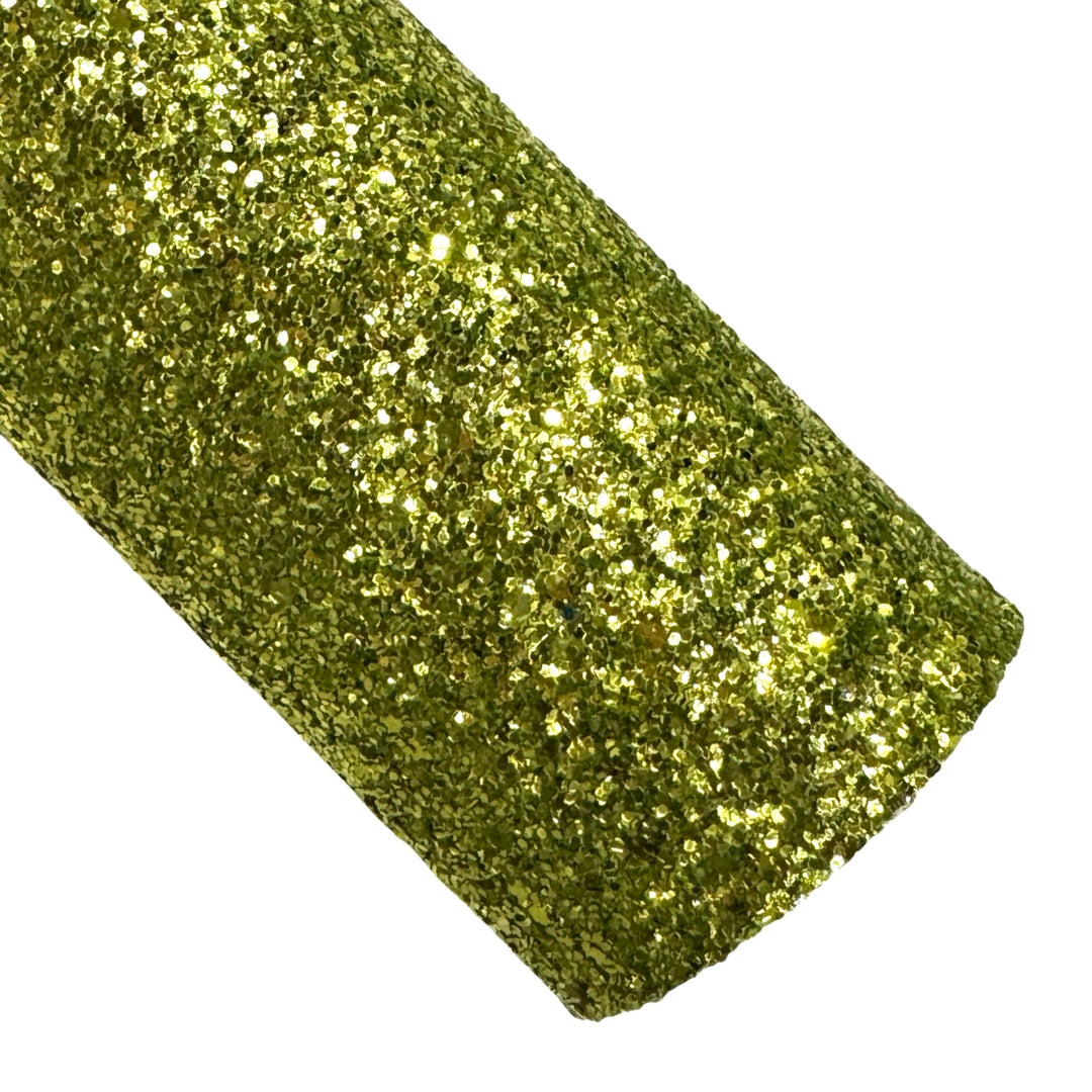 Chartreuse Green Metallic Leatherette and Chunky Glitter Leather