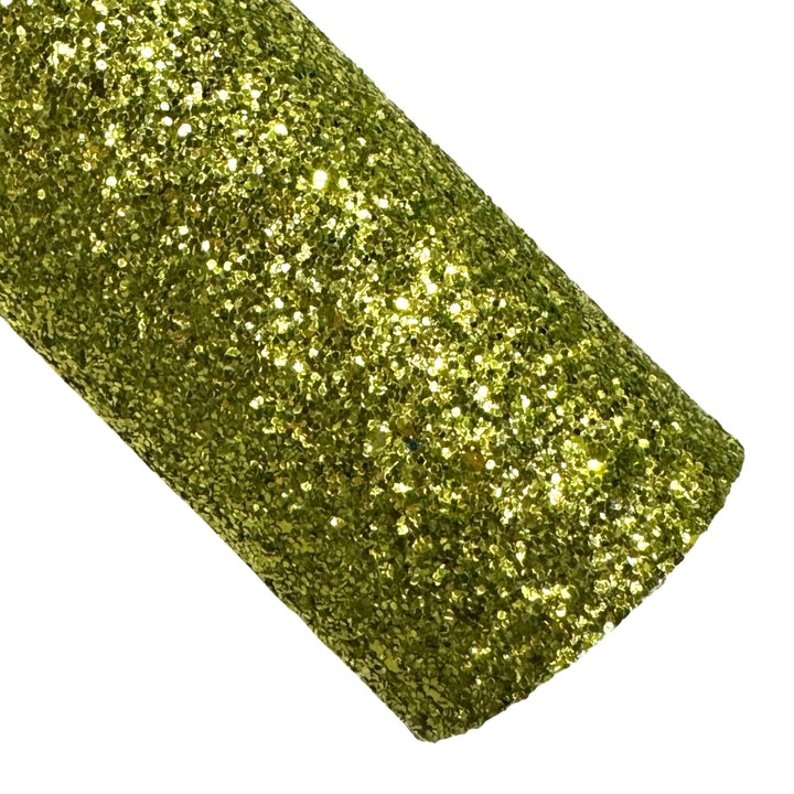 Chartreuse Green Metallic Leatherette and Chunky Glitter Leather