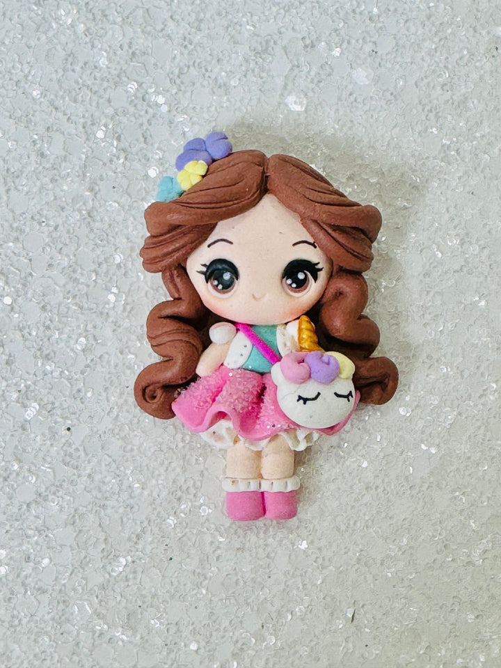 Girl with Unicorn Bag Bow Clay from Temptress Maker