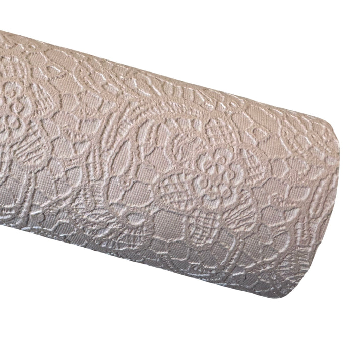 Beige Lace Embossed Faux Leatherette Sheet