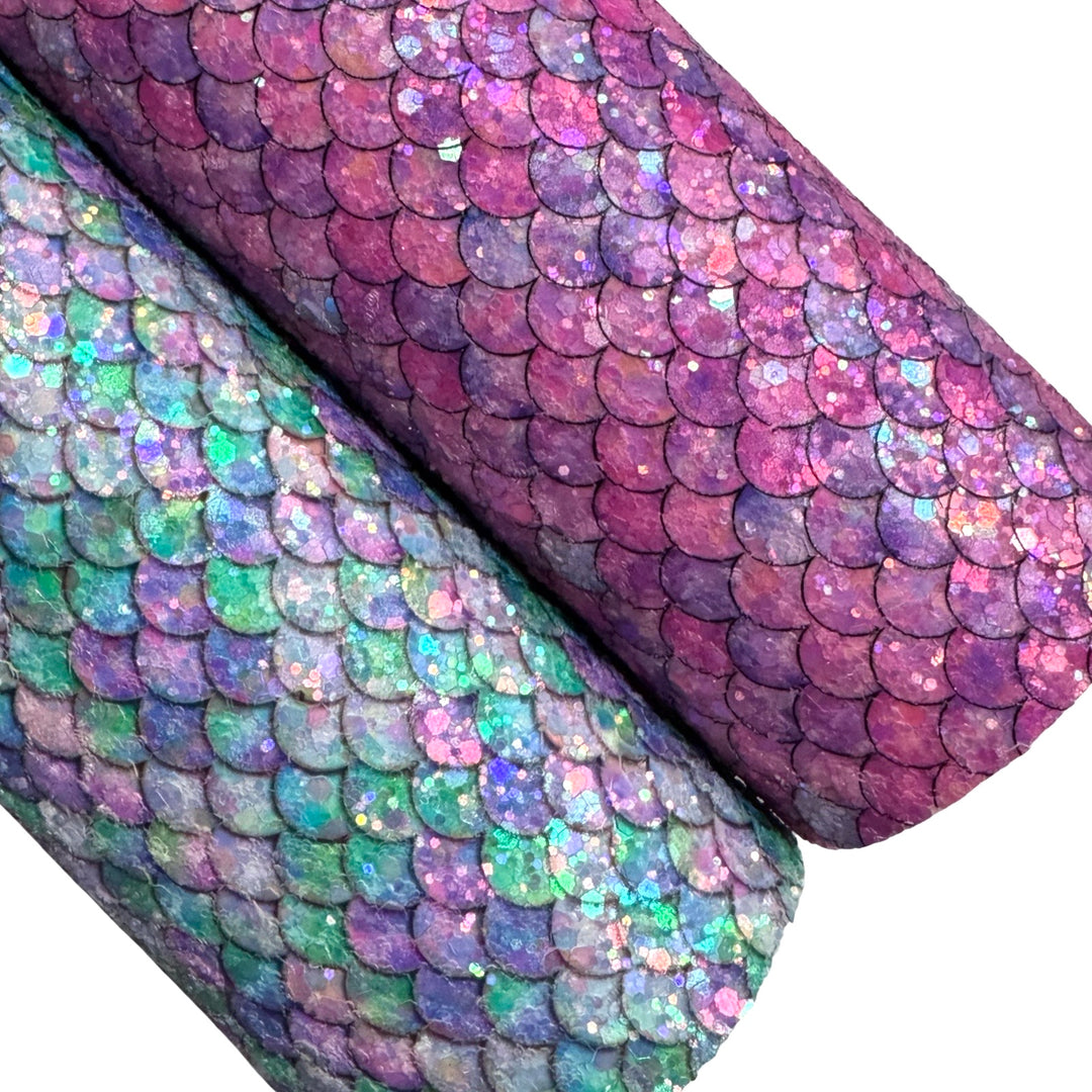 Blue Mermaid Tails Chunky Glitter Leatherette