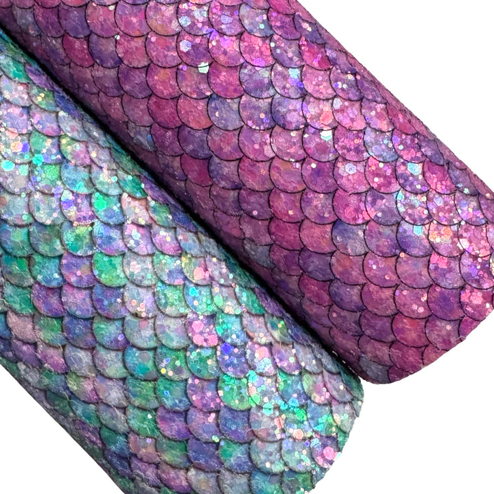 Blue Mermaid Tails Chunky Glitter Leatherette