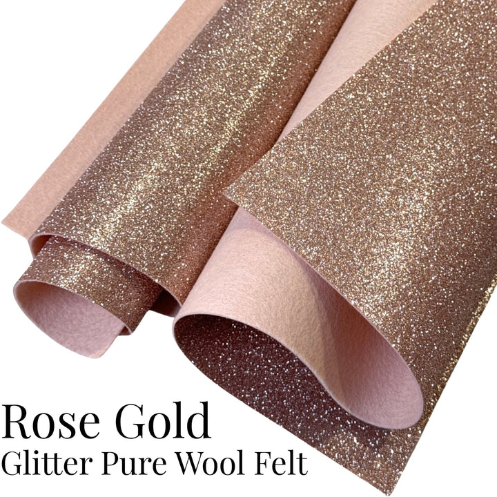 Rose Gold Glitter Pure Wool Felt