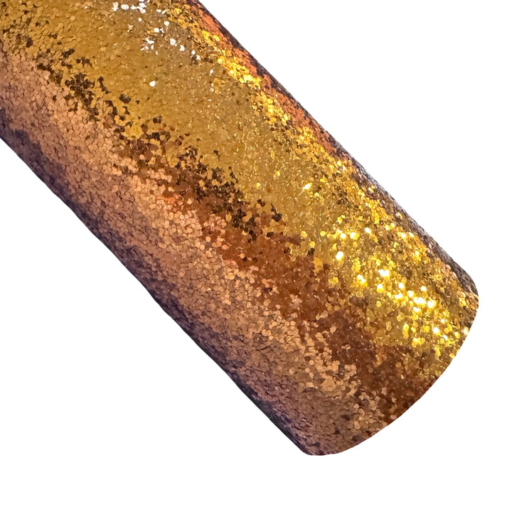 Orange Chunky Glitter Fabric Sheet 0.7mm Thick | Smooth White Rear | Great for Backing | Shoes