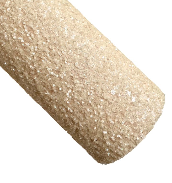 Frosty Crystal Chunky Glitter Leather in Soft Peach