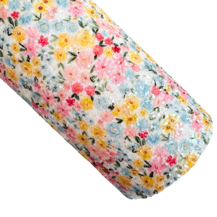 Pastel Tiny Floral Chunky Glitter Leather
