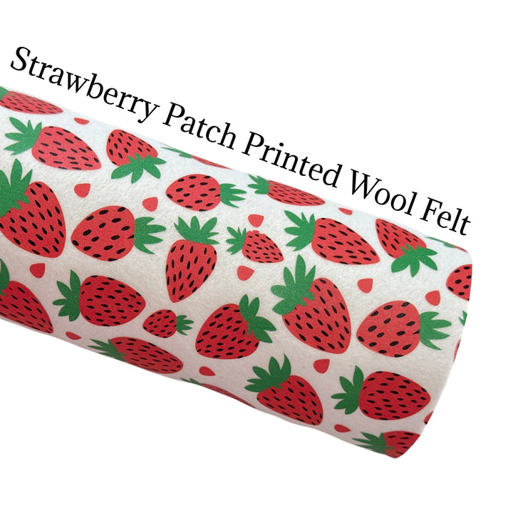 Red Strawberry Patch Printed 100% Pure Wool Felt