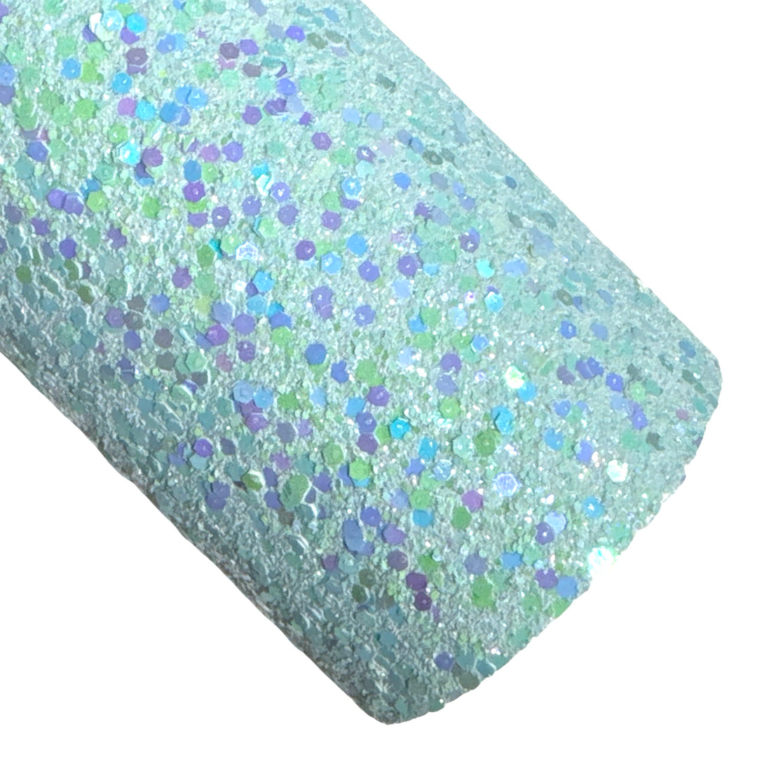 NEW Candy Blue Rainbow Sprinkles Chunky Glitter Leather