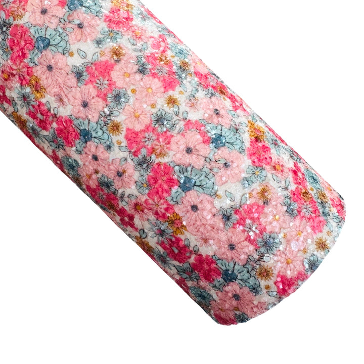 Floral Chunky Glitter Leather