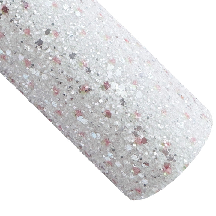 Pale Pink Polka Dot Chunky Glitter Leather