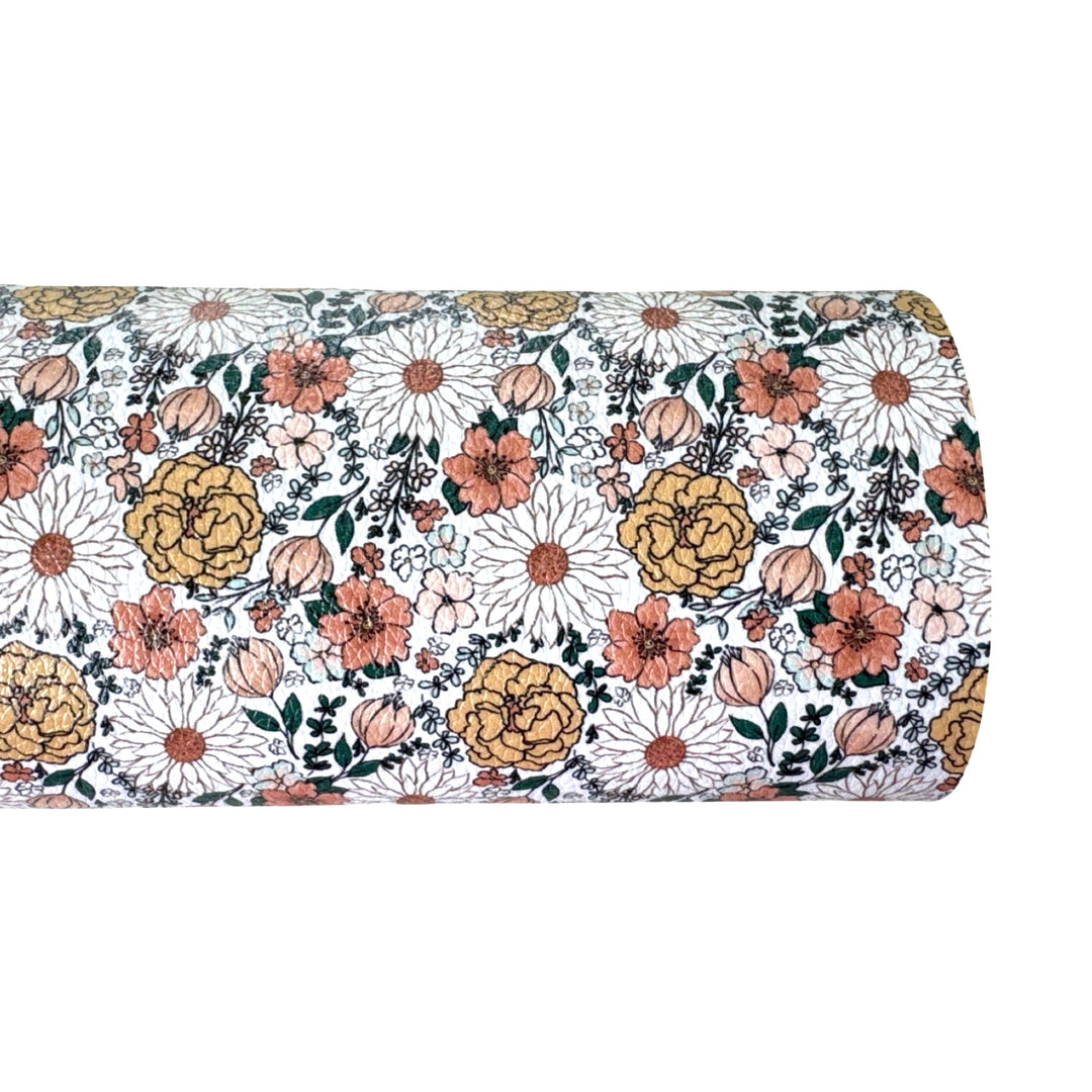 Autumn Daisy Floral Faux Leatherette