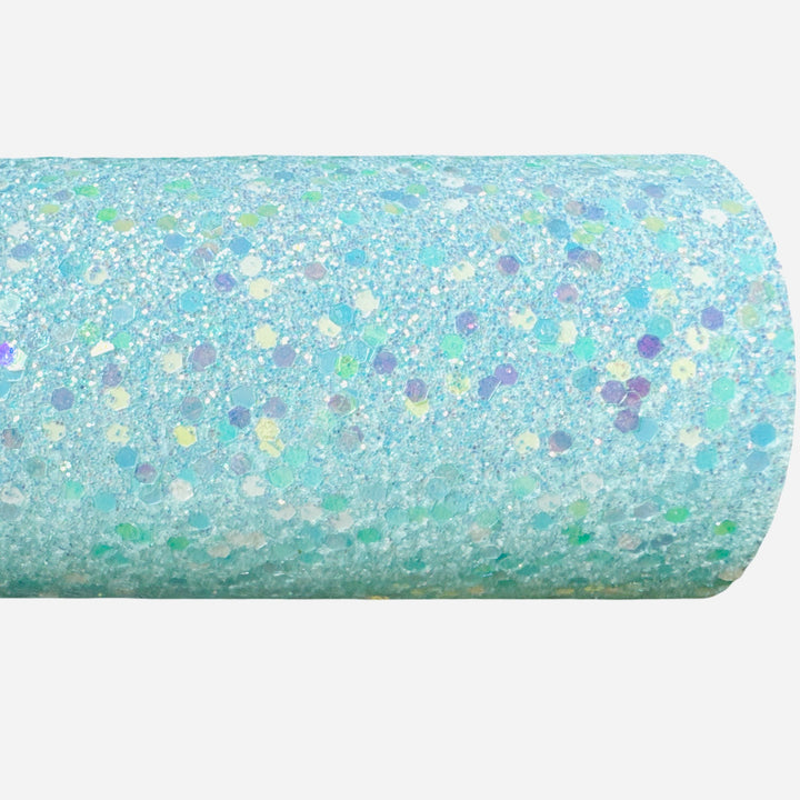 Blue Pastel Kisses Chunky Glitter Leather