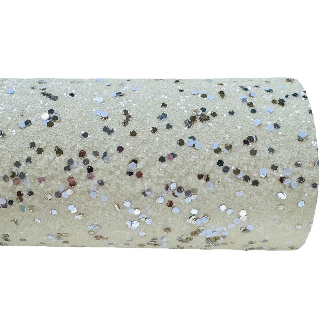 Cream Dream Chunky Glitter Leather - Gold, Silver White Cream