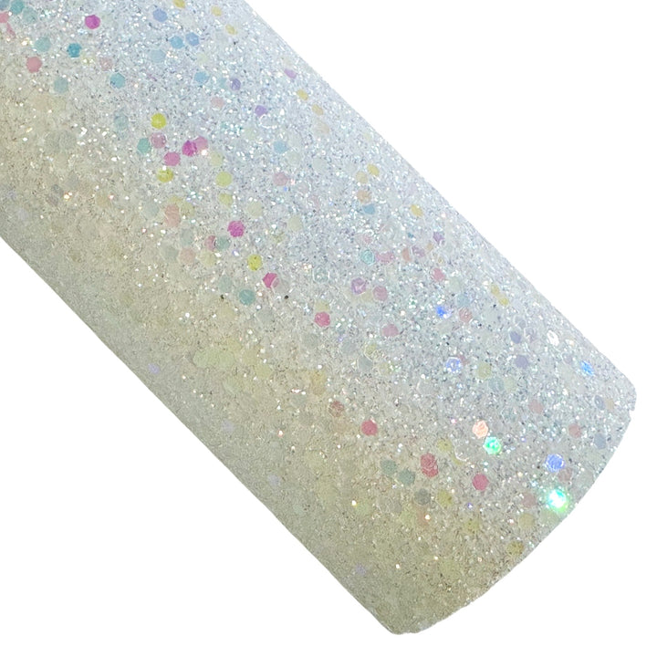 Unicorn White Rainbow Fine Glitter Leather