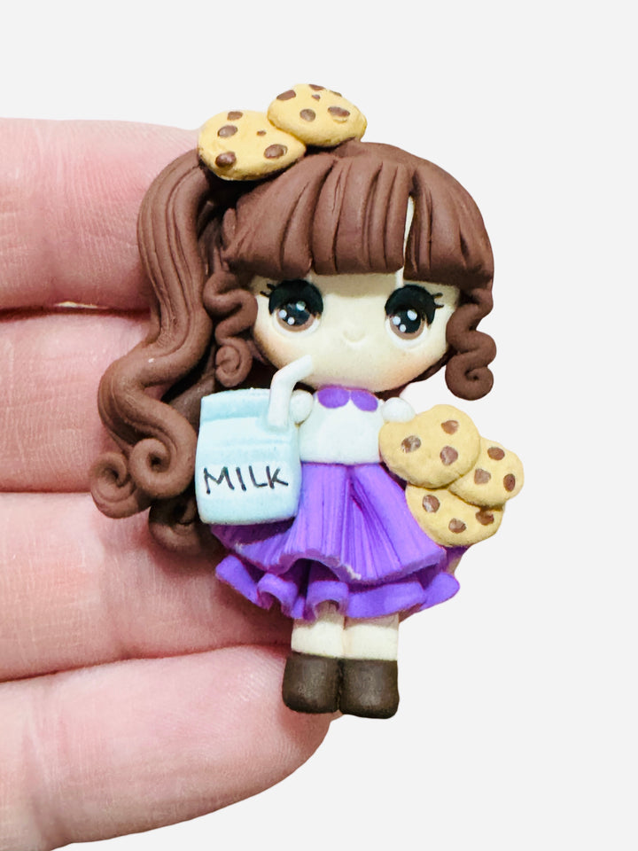 Milk and Cookies Girl Bow Clay Temptress Maker - Purple Skirt