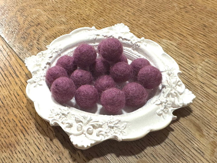 100% Wool Felt Balls 1cm 3/8” ~ Plum Pink