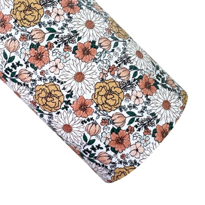 Autumn Daisy Floral Faux Leatherette