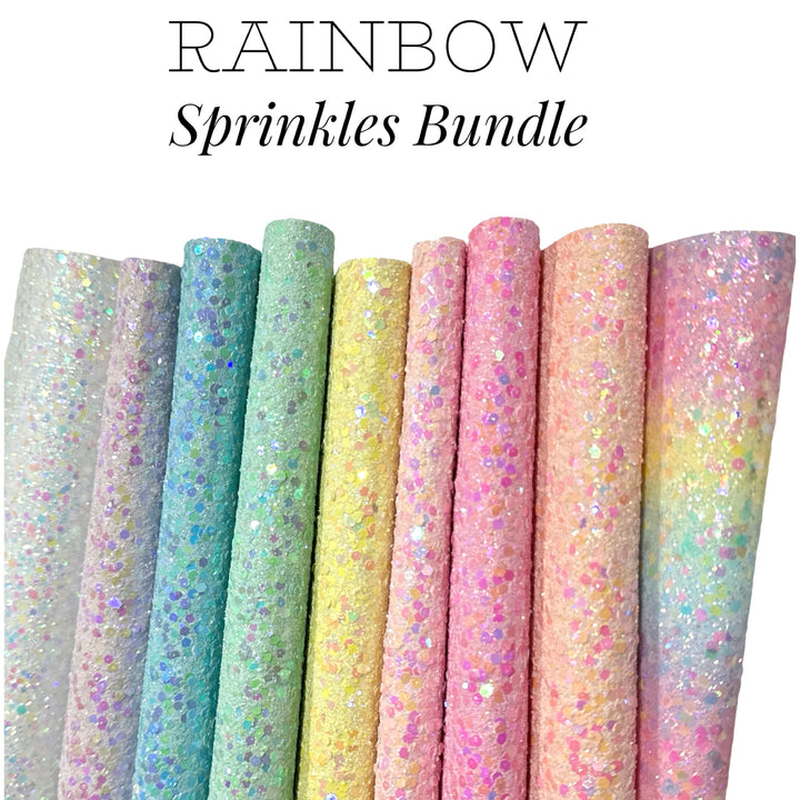 NEW Rainbow Sprinkles Chunky Glitter Leather 9 sheet Bundle