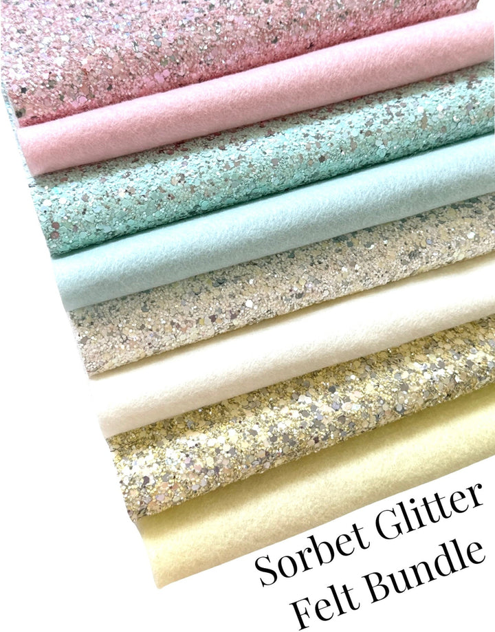 Sorbet Sparkle Glitter Merino Wool Felt 8 Sheet Bundle