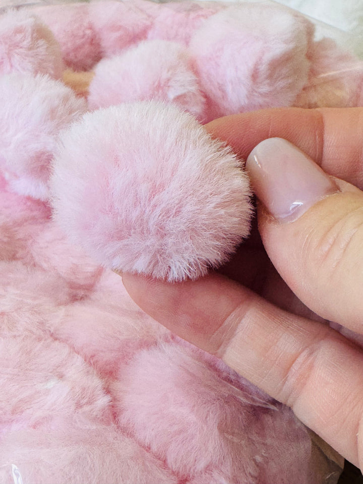 Luxe Faux Fur Pom Poms in Pale Pink - Cute Bunny Tails this Easter!