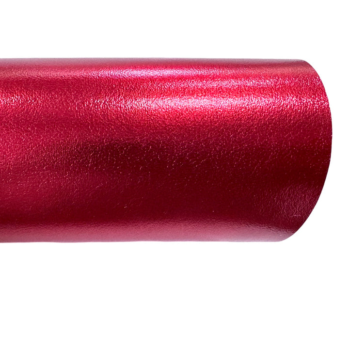 Metallic Red Smooth Faux Leatherette