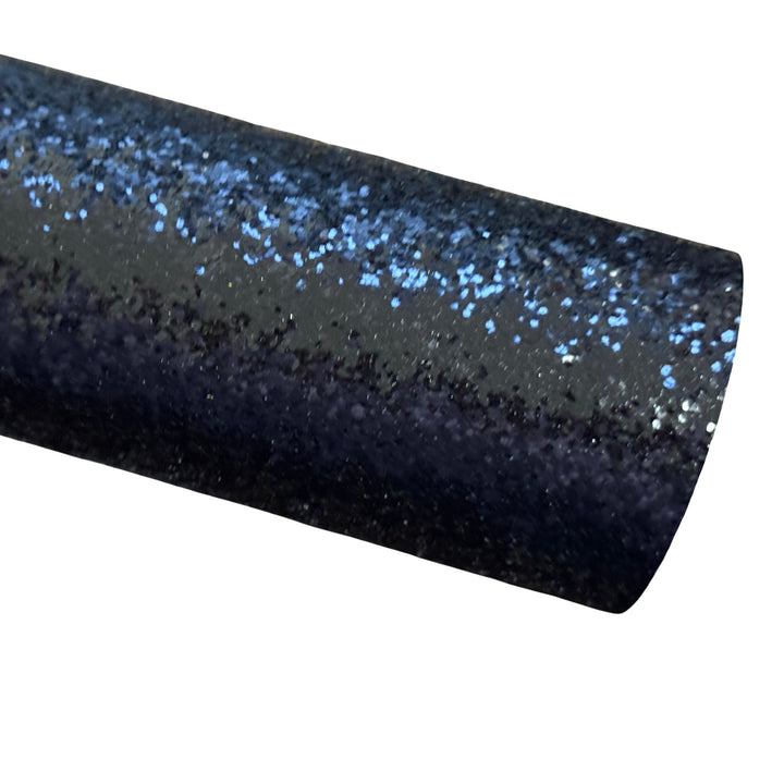 Black Chunky Glitter Fabric Sheet 0.7mm Thick | Smooth Grey Rear | Great for Backing | Shoes