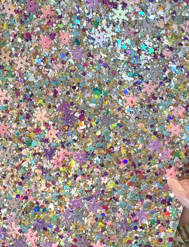 Frozen Snowflake Sparkle Chunky Glitter Leather