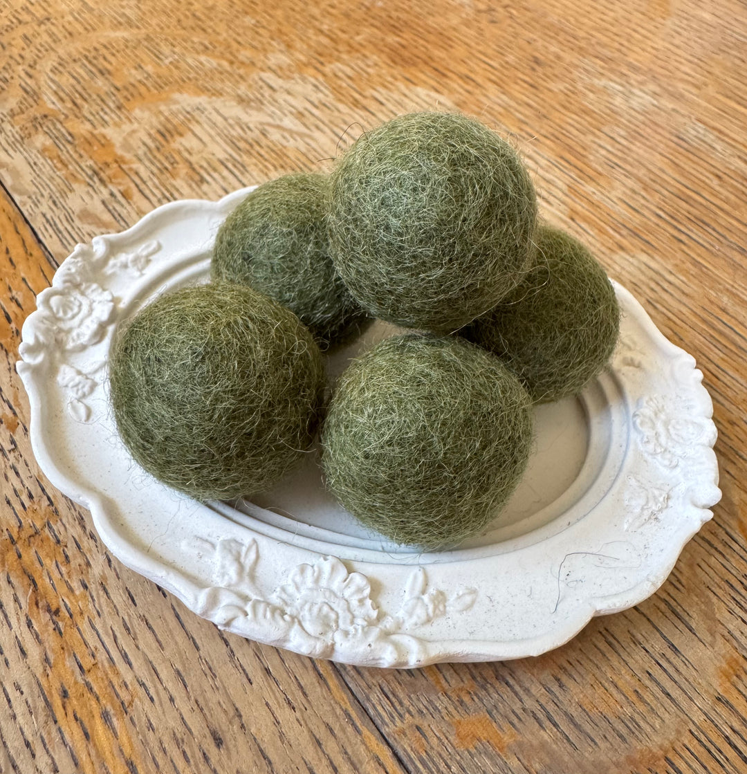 100% Wool Felt Balls 2cm 3/4” ~ Army Green