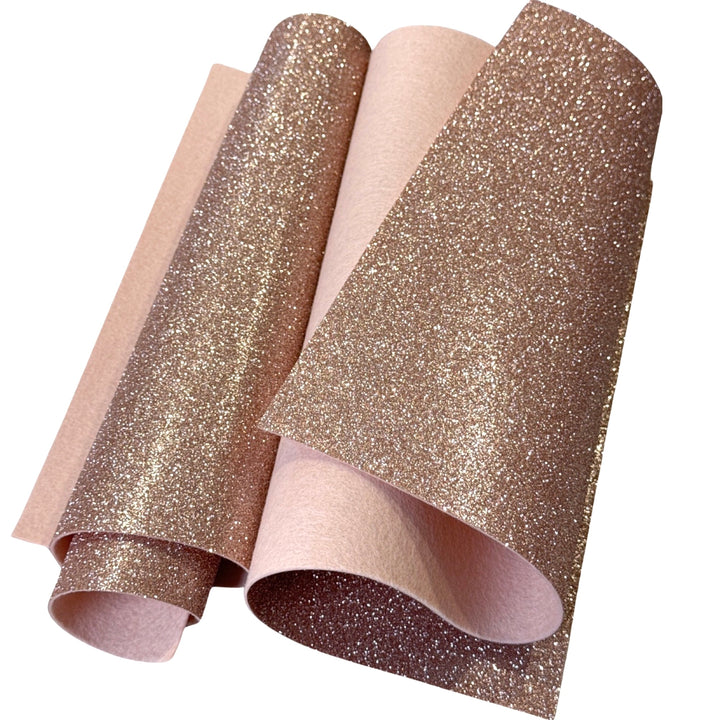 Rose Gold Glitter Pure Wool Felt