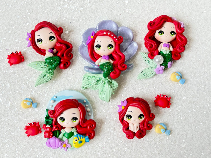 Red Siren Mermaid in Clam Shell Bow Clay from Temptress Maker