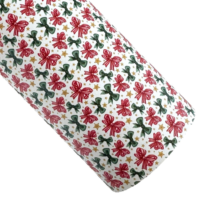 Christmas Bows Smooth Faux Leather Sheet