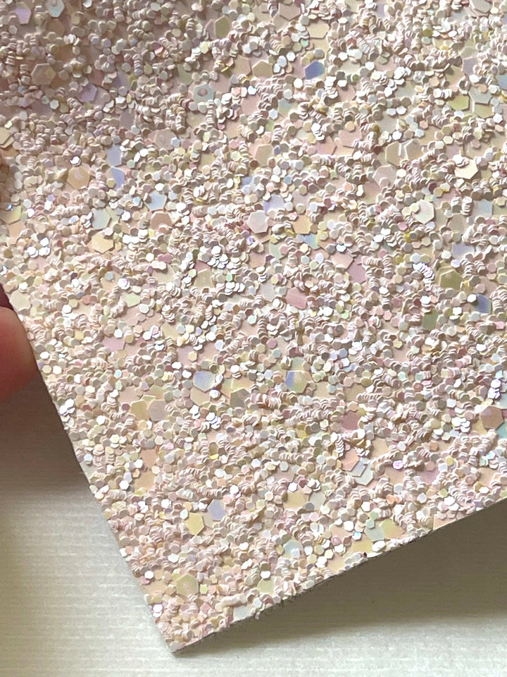 Blushing Bride Chunky Glitter Leather | Available in rolls | Blush Glitter Leather