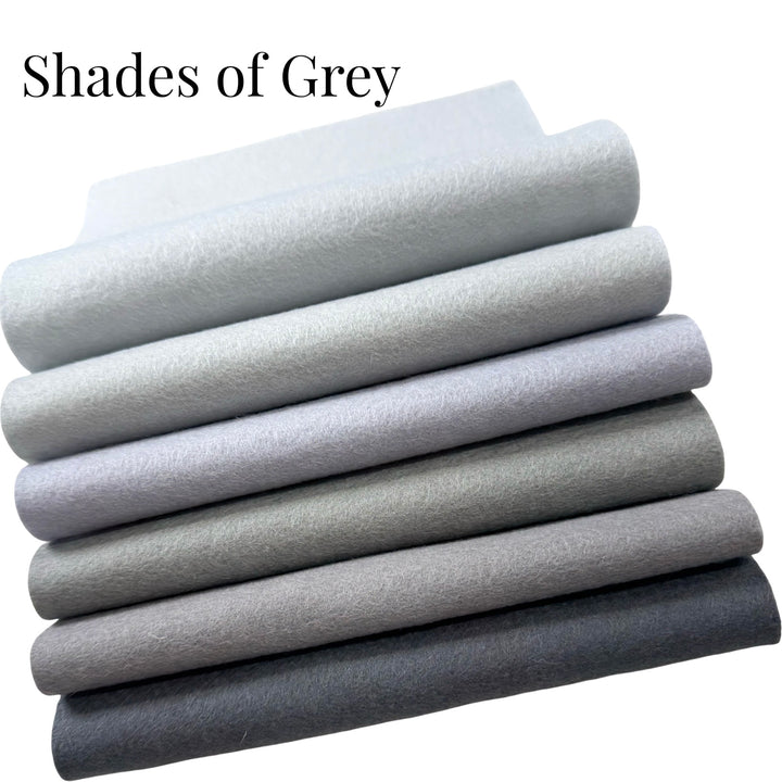 100% Pure Merino Wool Felt - Shades of Grey Bundle