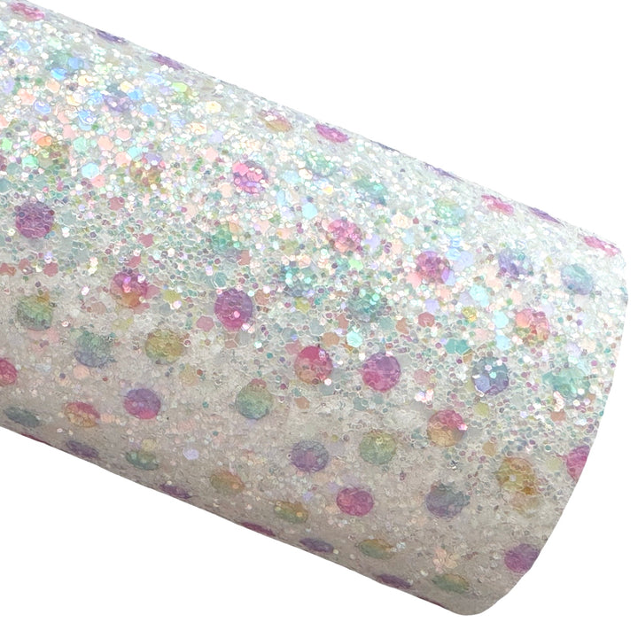Tissu Dotty Rainbow multicolore à grosses paillettes