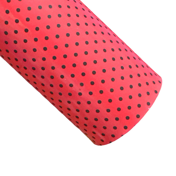 Red Black Dot Ladybird Patent Leatherette