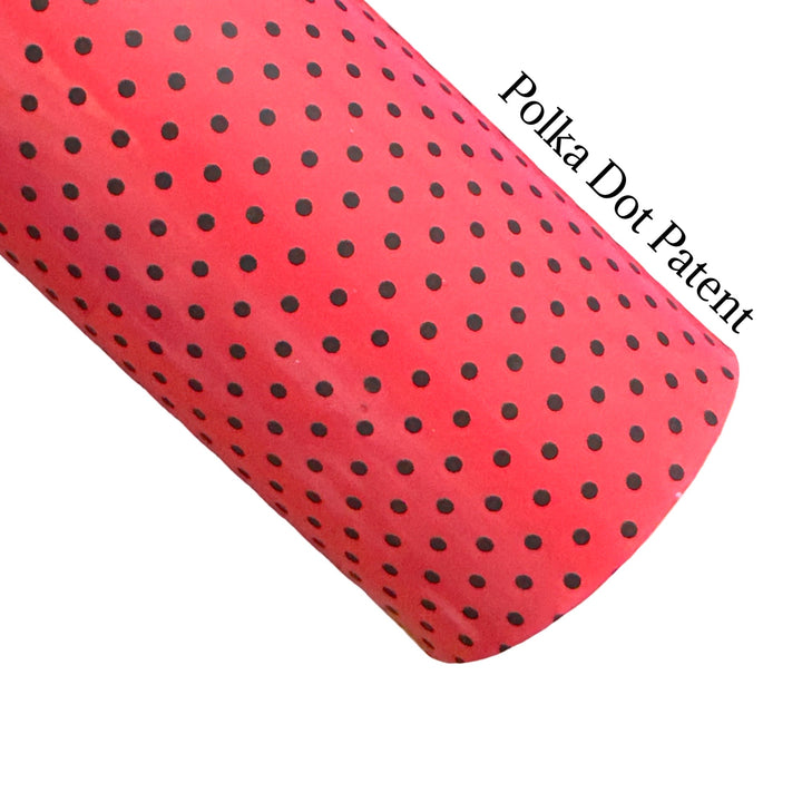 Red Black Dot Ladybird Patent Leatherette