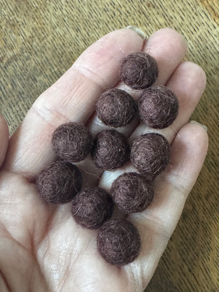 100% Wool Felt Balls 1cm 3/8” ~ Dark Brown