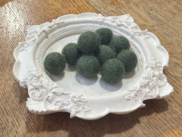 100% Wool Felt Balls 1cm 3/8” ~ Army Green