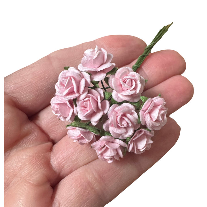 1cm Soft Pink Mulberry Paper Flowers - 1cm Rounded Petal Roses