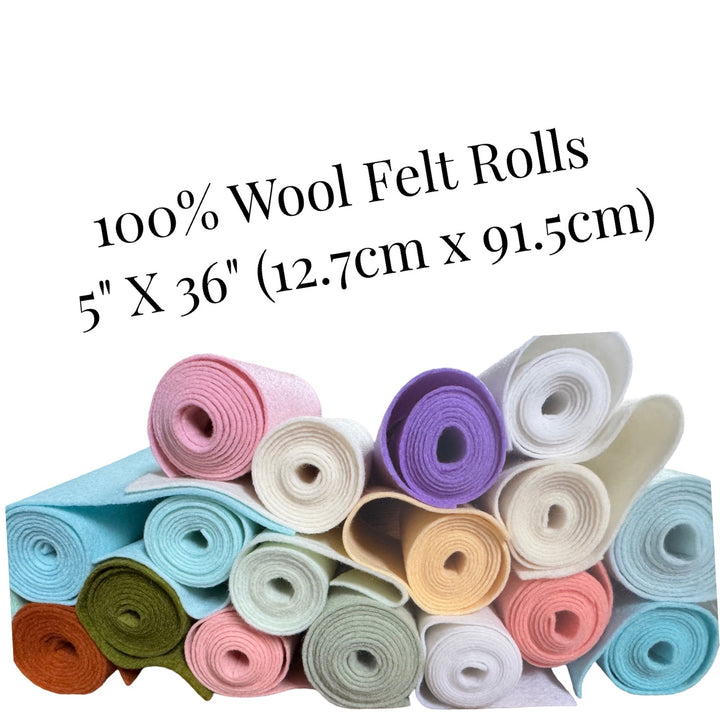 100% Wool Felt Rolls -  5" X 36" (12.7cm x 91.5cm) - 100% Wool Felt Rolls - Merino Wool Felt