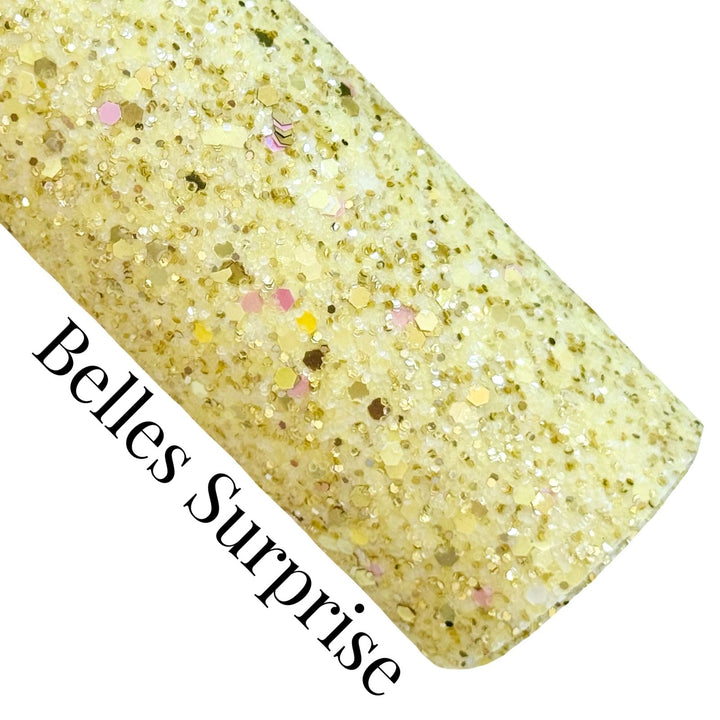 Belles Surprise Chunky Glitter Leather - Yellow Gold and Pink