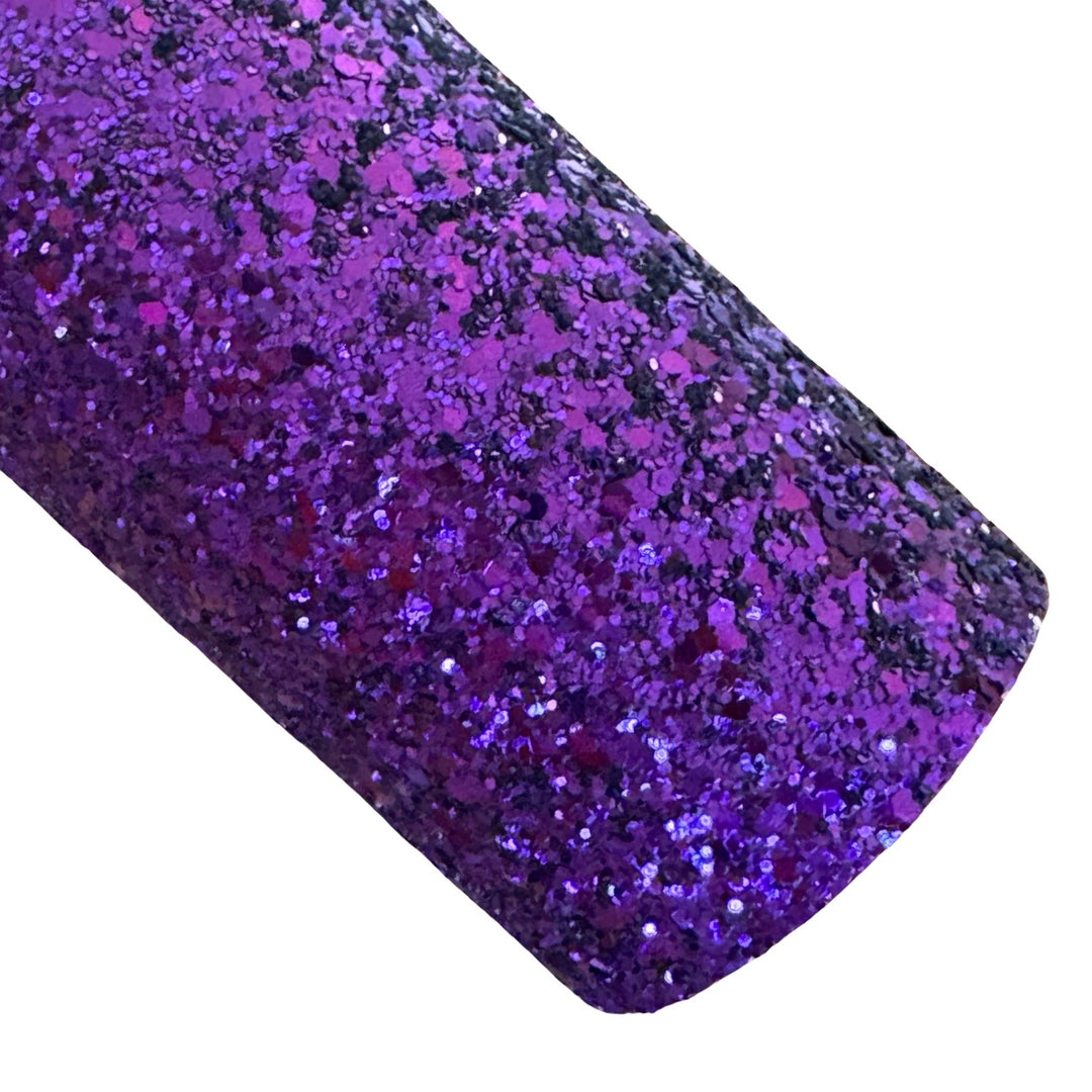 Cuir à grosses paillettes violet scintillant