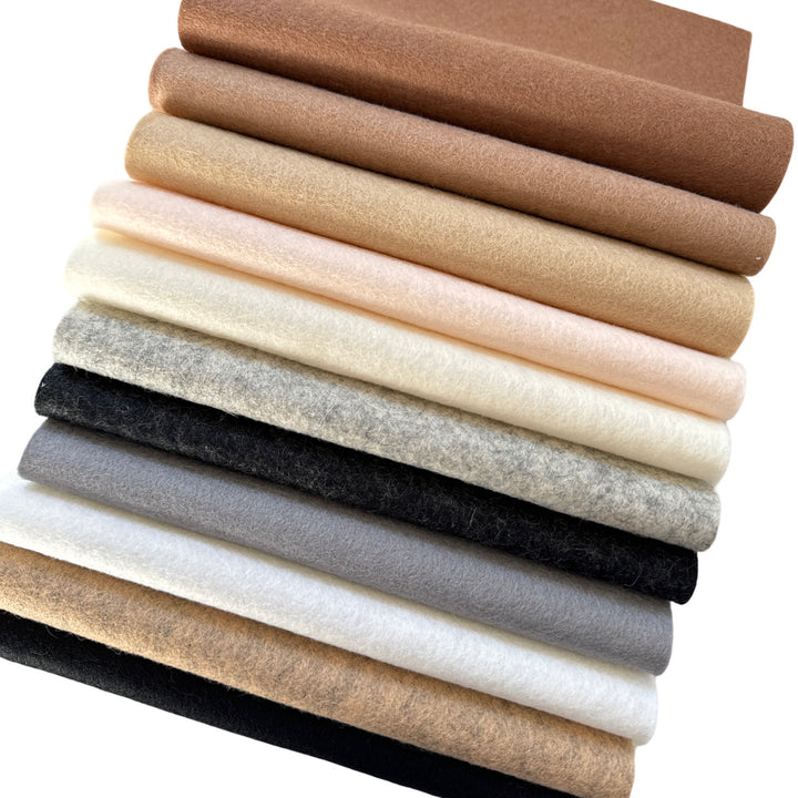 The Neutrals 100% Pure Wool Felt Bundle of 11