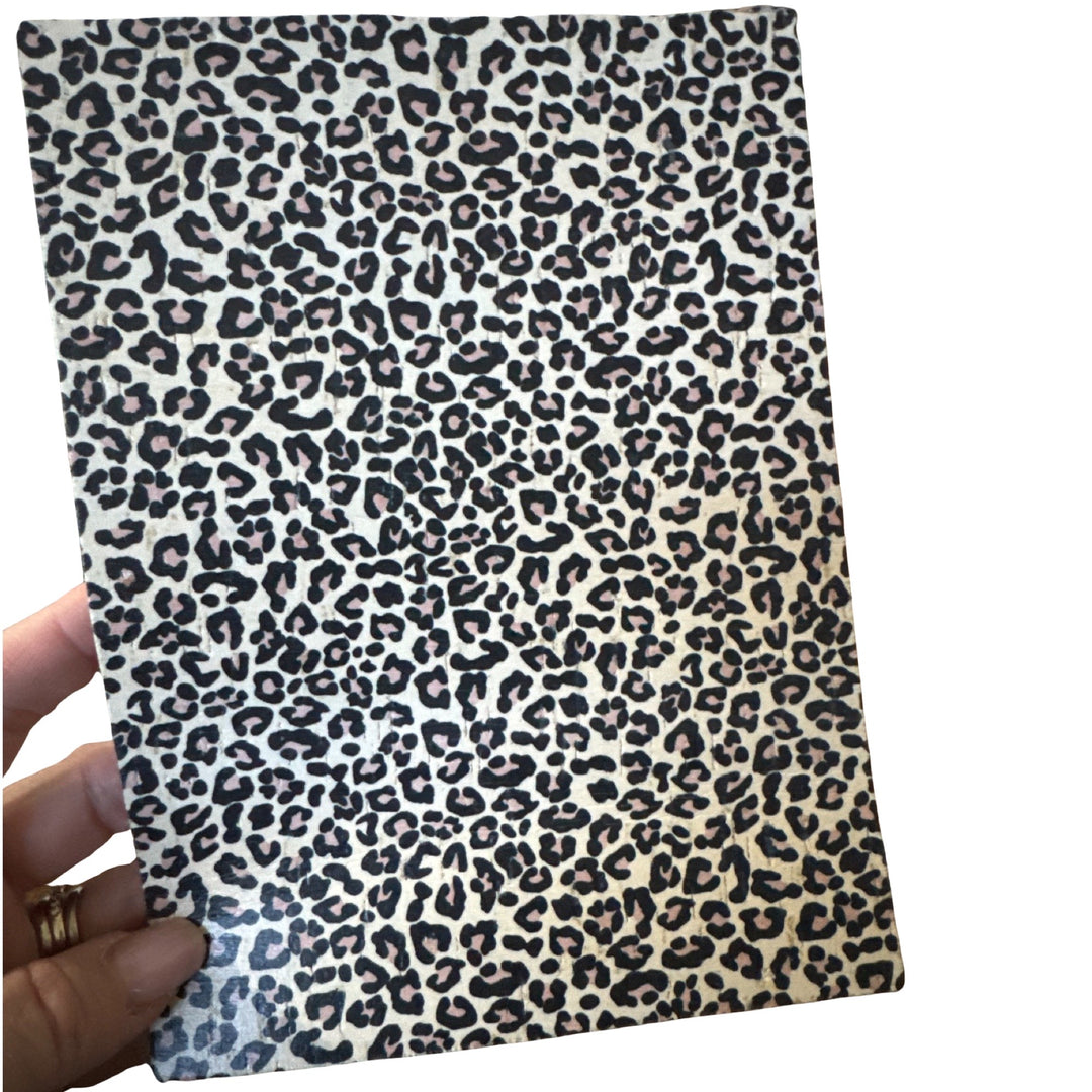 Leopard Print Genuine Leather Backed Cork Sheet for Earrings - Printed Genuine Leather