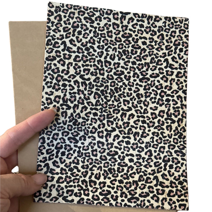 Leopard Print Genuine Leather Backed Cork Sheet for Earrings - Printed Genuine Leather