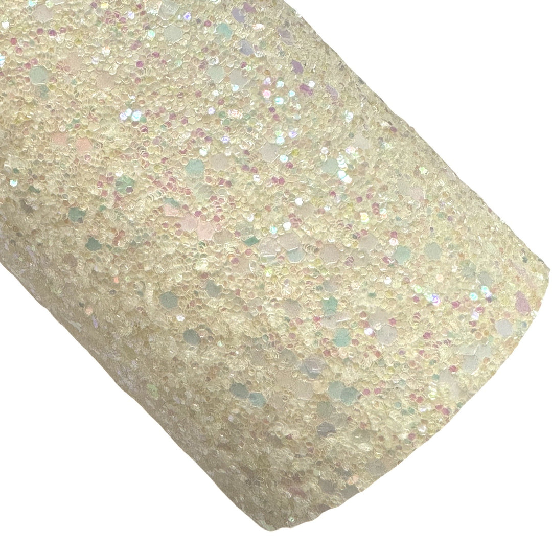 Pale Yellow Glitter Kiss Chunky Glitter Leatherette