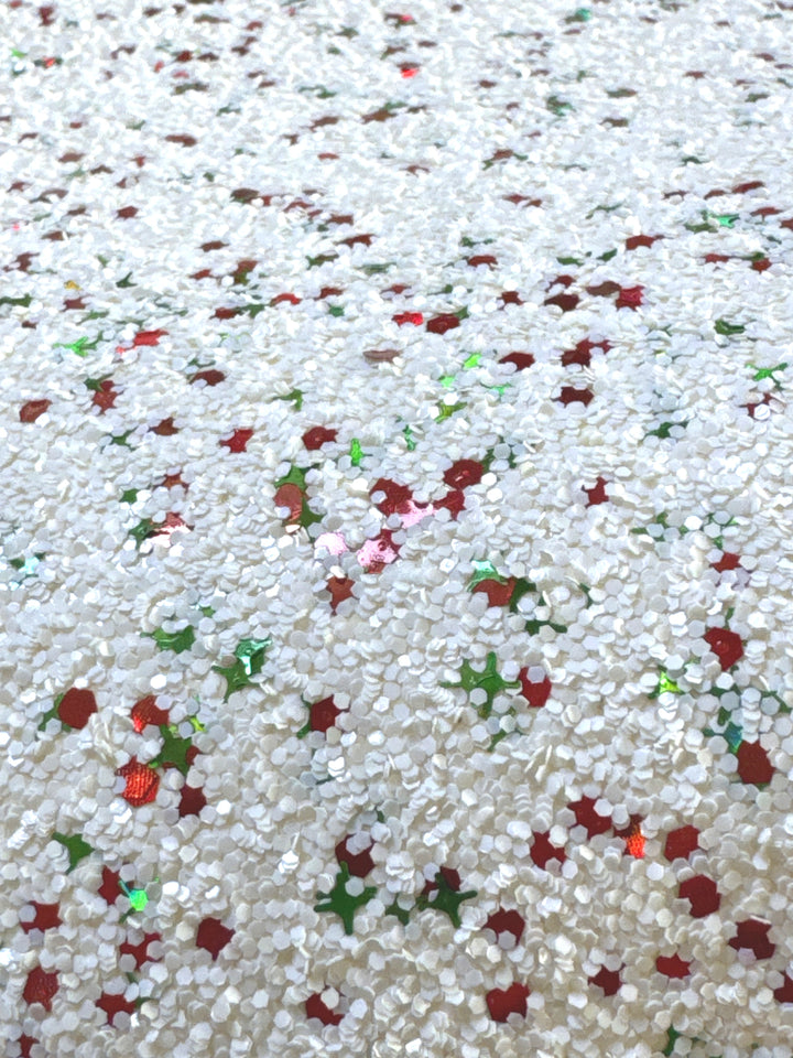 Feuille de tissu à paillettes épaisses mélangées argentées Jingle Bells