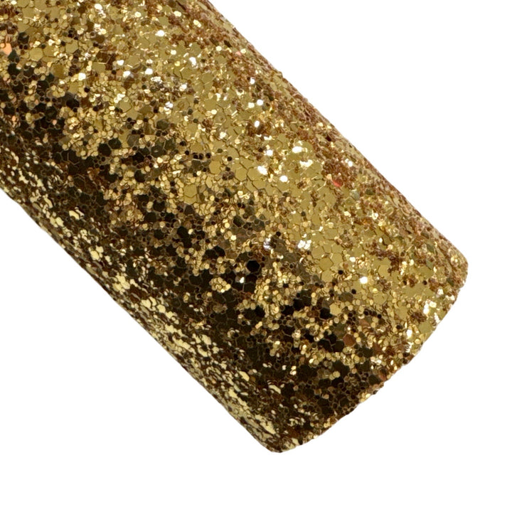 Yellow Gold Glam Chunky Glitter  Leatherette with Felted Rear