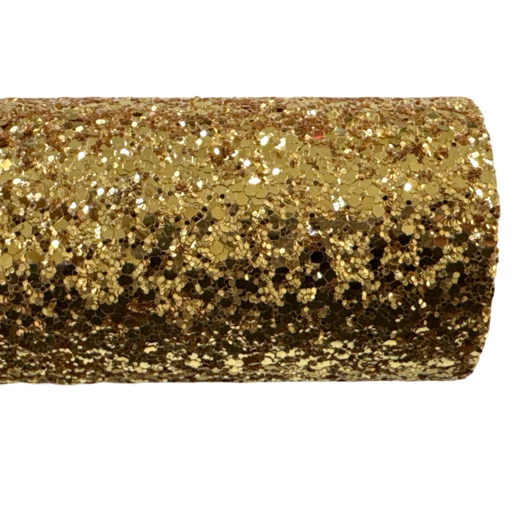 Yellow Gold Glam Chunky Glitter  Leatherette with Felted Rear